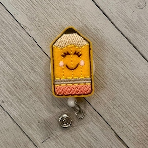 Happy Pencil Feltie Badge Holder, Retractable ID Reel