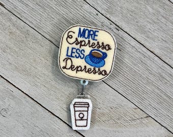 Espresso Felt Badge Holder: Coffee Lover ID Reel