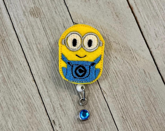 Minion guy badge reel, minion badge holder, minion feltie, badge pull