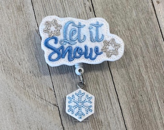 Snow Felt Badge Reel: Retractable ID Holder