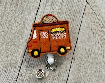 Taco Truck Felt Badge Reel: Retractable ID Holder