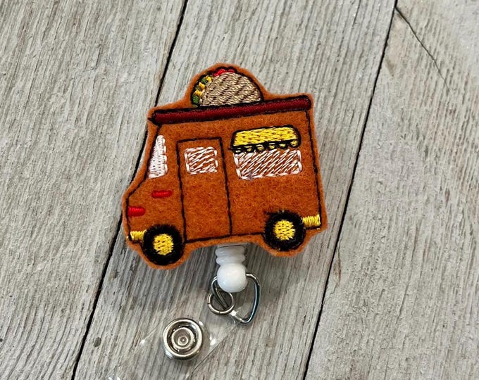 Taco Truck Felt Badge Reel: Retractable ID Holder