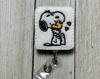 Hugging Dog Feltie Badge Reel - ID Holder