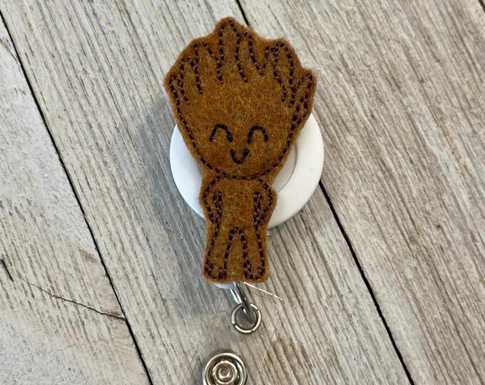Baby Root Tree Felt Badge Reel: Galaxy Character ID Holder