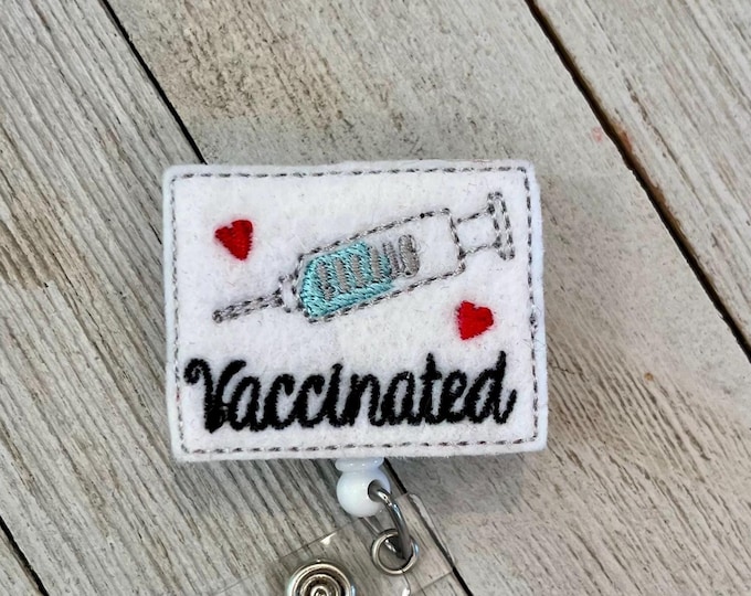 Vaccinated badge reel, vaccinated ID holder, vaccinated  feltie, badge pull