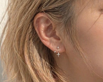 Pendientes colgantes de estrella plateada, delicados pendientes celestiales, regalo para ella para cualquier ocasión.