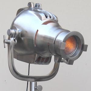 Vintage Stage Spotlight Floor Lamp: Adjustable Tripod, Industrial Decor