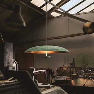 Stile minimalista nordico scandinavo - Lampada a sospensione moderna - Cupola verde e oro - Lampada a sospensione da soffitto