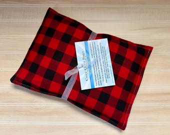 FLANNEL Microwave Heating Pad, Large Corn Bag, Microwave Heat Pack, Bed Warmer, Corn Heated Bag -- Large 10x14 --  Flannel Red Buffalo Plaid
