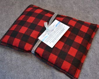 FLANNEL Microwave Heating Pad, Large Corn Bag, Microwave Heat Pack, Bed Warmer, Corn Heated Bag -- Large 10x14 --  Flannel Red Buffalo Plaid