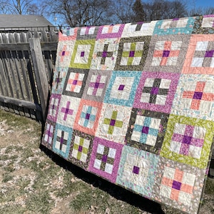 Handmade Quilt, Throw Blanket, Lap Quilt, Modern Patchwork, Girl Quilt - Teen or Tween Girl Quilt - Colorful Squares and Stripes - Balboa