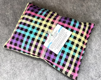 FLANNEL Microwave Heating Pad, Large Corn Bag, Microwave Heat Pack, Bed Warmer, Corn Heated Bag -- Large 10x14 --  Flannel Red Bright Plaid