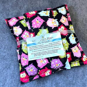 Corn Heating Pad Gift Set, Microwave Heat Pack, Cold Pack, Hot Cold Pack, Microwavable Corn Bag, Christmas -- Spa Gift Set - Sleepy Owls