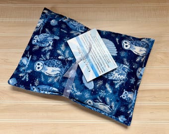 FLANNEL Microwave Heating Pad, Large Corn Bag, Microwave Heat Pack, Bed Warmer, Corn Heated Bag-- Large 10x14 --  Flannel Snowy Owls