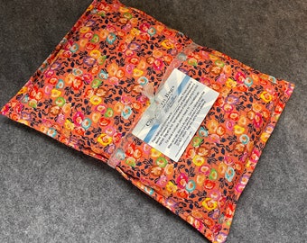 Corn filled Heated Bag, Microwaveable Heating Pad, Large Corn Bag, Microwave Heat Pack, Warmer, Relief  -- Large 10x14 -- Orange Floral