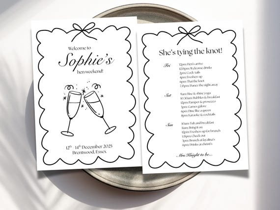 Hen Party Invitation & Itinerary | Editable Canva Template | Instant Download | Bachelorette Weekend Invite