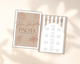 Palma Hen Party Invitation & Itinerary | Editable Canva Template | Instant Download | Destination Bachelorette Weekend Invite