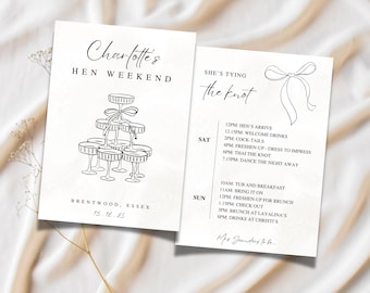 Hen Party Invitation & Itinerary | Editable Canva Template | Instant Download | Bachelorette Weekend Invite