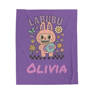 Labubu Plush Blanket with Custom Name