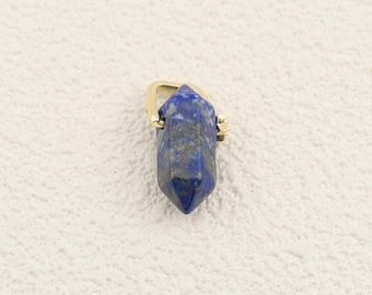 Lapis Lazuli Point Pendant with Natural Blue Stone and 18K Gold Filled Bail for Custom Necklace Creation 13x23.5mm