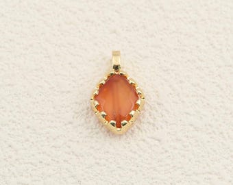 Natural Stone Pendant with 18K Gold Filled Structure Highlighting Warm Red Agate Texture for Handmade Accessories 13x21.5mm