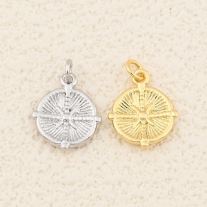 Nautical Ship Wheel Charm in 18K Gold Filled with Round Design for Necklace Or Bracelet Accessories 12x14mm