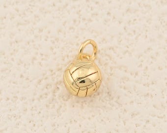 Volleyball Pendant 18K Gold Filled, Athletic Jewelry Charm for DIY Sport Inspired Necklace Bracelet 6mm