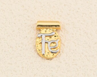 Personalized FE Letter Charm with Dual Color Look in 18K Gold Plated for Unique Jewelry Pieces 10x15mm