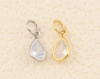18K Gold Filled Clear Crystal Teardrop Charm voor doe-het-zelfkettingen sierlijke oorbellen en gepersonaliseerde sieraden ambachten 16 x 10,5 mm