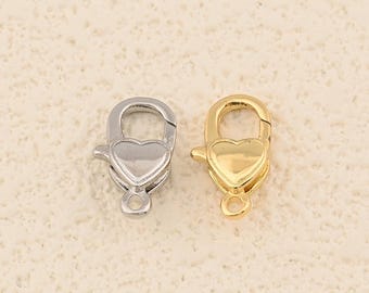 Dainty Heart Accent 18K Gold Filled Lobster Claw Clasp for Creative Bracelets And Delicate Jewelry Making 7x13mm