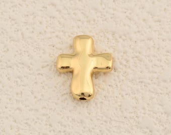 Small Cross Bead Spacer in 18K Gold Filled Style for Jewelry Making and Craft Use 11x13mm