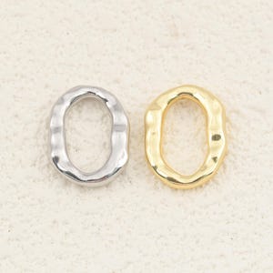Artisan Hammered Connector 18K Gold Filled Organic Oval Shape for Custom Jewelry Assembly 11.5x15mm