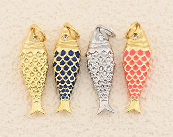 Vibrant Fish Style Charms with Crystal Accent Eye and Detailed Finish Perfect for Handmade Projects 7x27mm