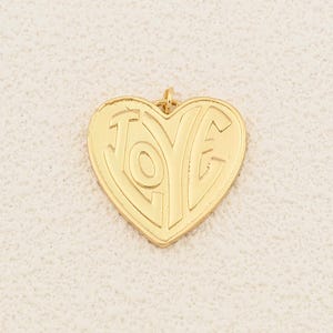 18K Gold Filled Heart Charm Pendant Featuring LOVE Text for Unique Necklace or Bracelet Creations 28x28mm