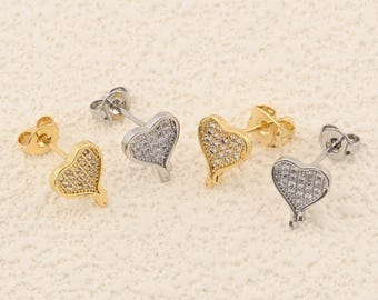18K Gold Filled Heart Earrings with Dainty Crystal Accents for Women and Girls Jewelry 8x10mm