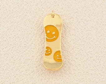 18K Gold Filled Enamel Scooter Pendant with Cute Smiley Motifs for Personalized DIY Jewelry 12x37mm