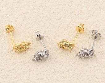 Trendy Silver and Gold Shell Studs with Sparkling Details Ideal for Beach Themed Accessories 6.5x10mm