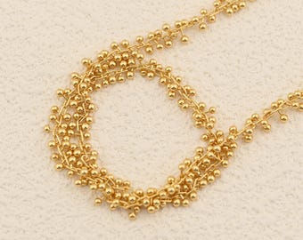 Decorative Beaded Chain with Small Ball Accents in 18K Gold Filled Style for Jewelry Making 1.8mm