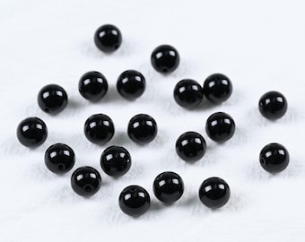 Solid Black Agate Beads with High Shine Surface for Handmade Bracelets and Minimalist Jewelry Projects