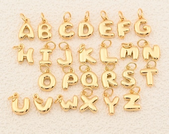 Alphabet Letter Pendant in 18K Gold Filled A To Z Initial Charms for DIY Necklace Or Bracelet Jewelry 8x12mm
