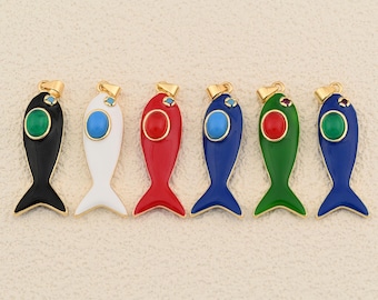 Fish Pendant with Enamel Coating Suitable for DIY Jewelry Makers and Fun Necklace Designs