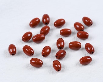 Earth Tone Natural Red Jasper Beads in Smooth Oval Form for Vintage Jewelry and DIY Projects 9x6mm