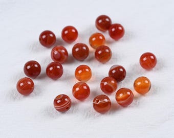 Vibrant Red Orange Agate Beads for Energy Bracelet Making and Spiritual Jewelry DIY Creations