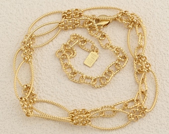 Multi Strand Chain Necklace Featuring Interlocked Links And 18K Gold Filled Finish 46+16cm