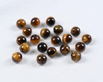 Round Tiger's Eye Beads with Natural Banding and Shine for Protective Amulet and Jewelry Projects