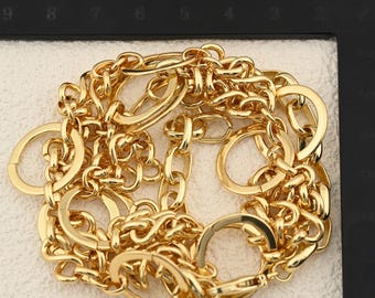 Chunky Layered Chain Necklace with Oversized Circle Links 18K Gold Filled Statement Jewelry 61+9cm