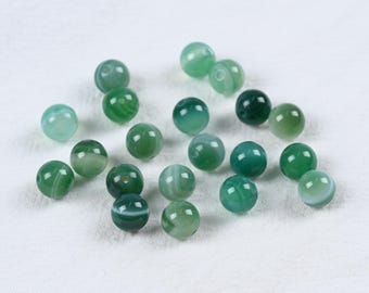 Round Green Agate Beads with Polished Finish and Unique Band Patterns for Healing Jewelry Making