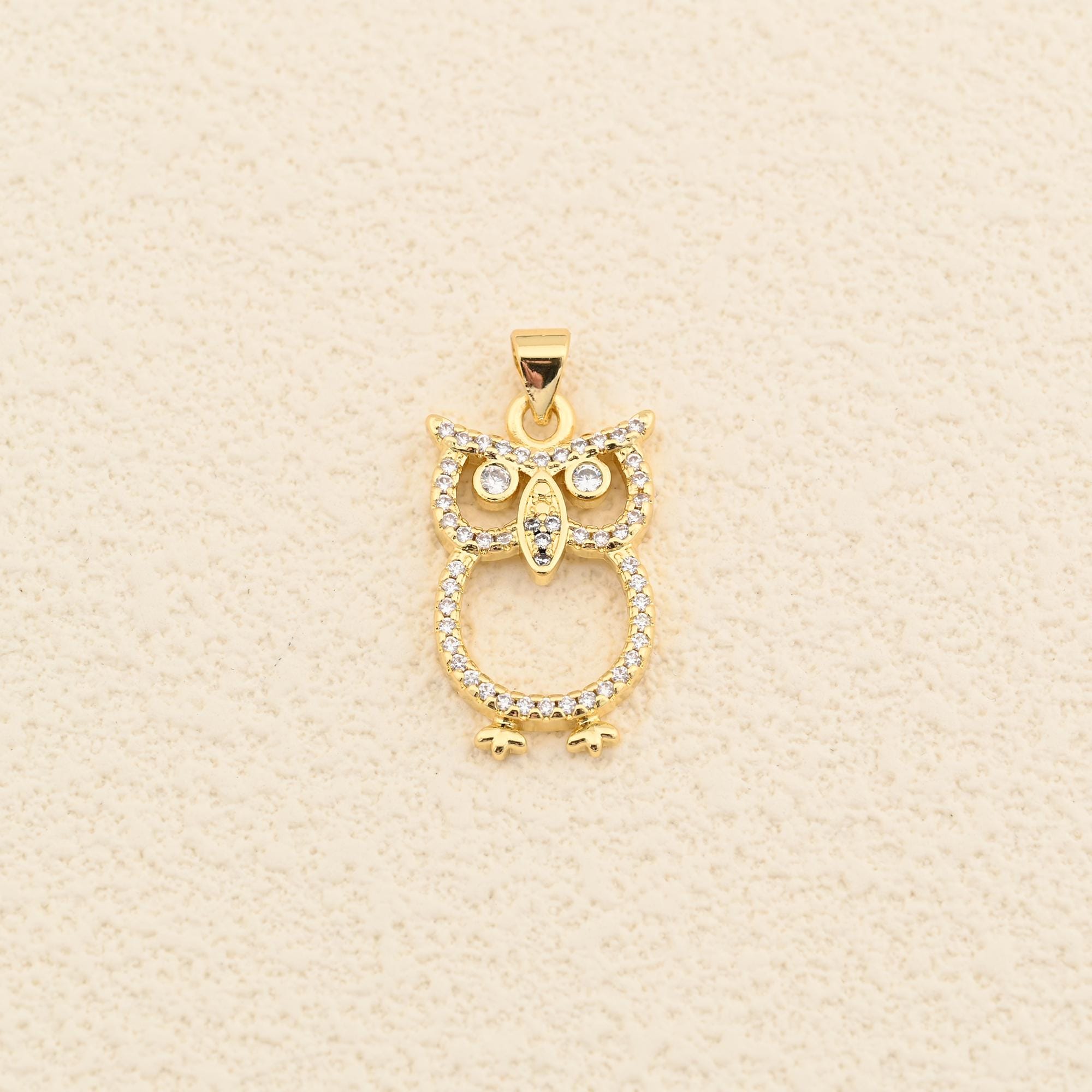 Dainty Owl Pendant Adorned With Sparkling Crystals Gold Plated Jewelry Piece For Necklace Or Charm 1