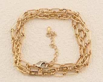 Multi Strand Gold Filled Necklace Showcasing Long Link Chain Design for Everyday Wear 78+6cm