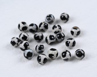 Unique Football Style Stone Beads in Monochrome Colors for Handmade Bracelets and Sporty Jewelry Projects